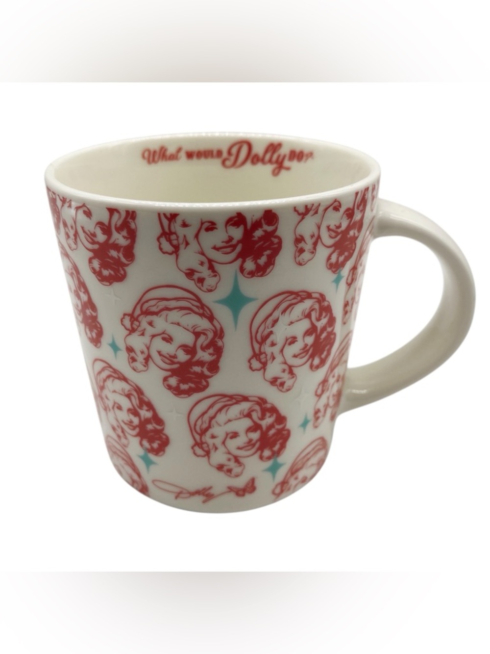 Dolly Parton Face 18 oz Porcelain Mug, Pink